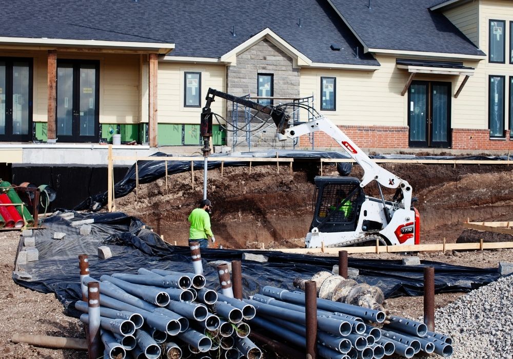 construction site with a skid steer loader