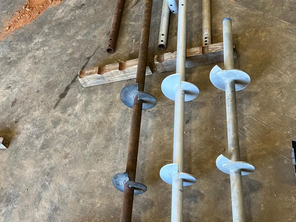 Helical-piers-being-assembled-near-Arlington-Texas