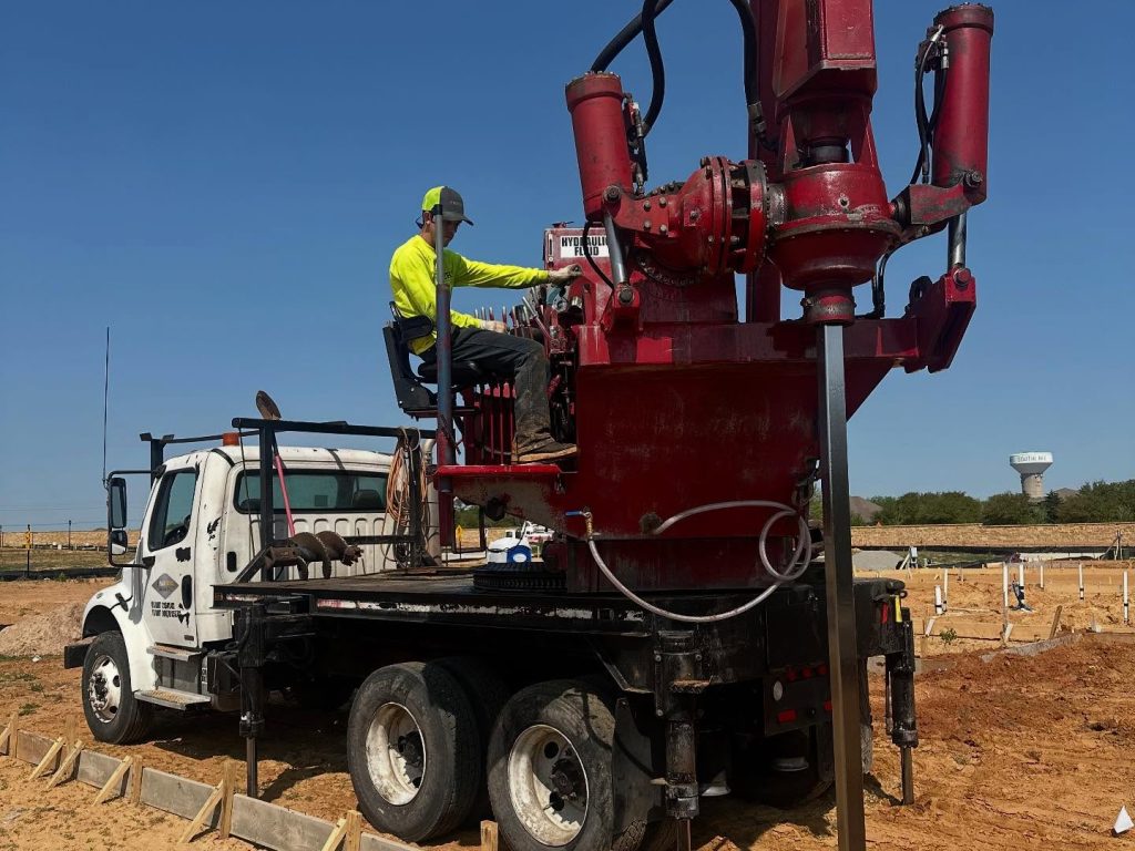 FnD Piers operator operating drilling machinery near Decatur, TX.