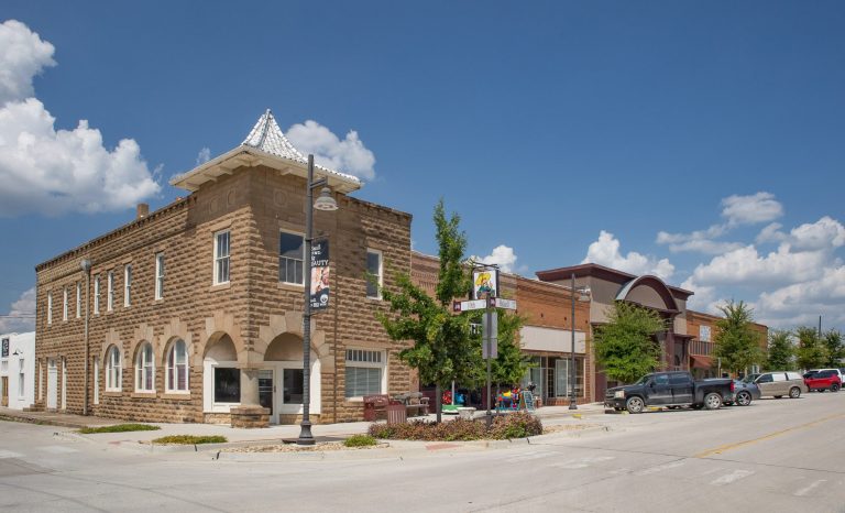 Historic downtown storefronts in Bridgeport, Texas