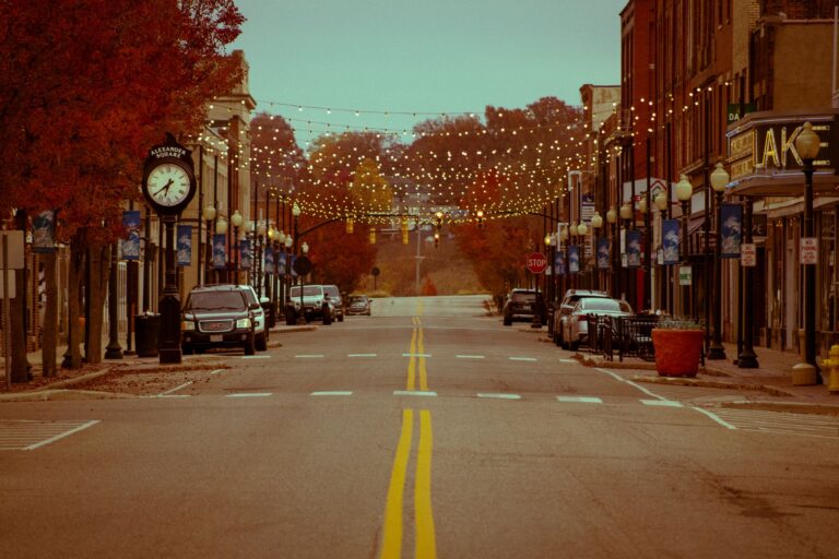 Downtown street scene in Fayetteville, AR