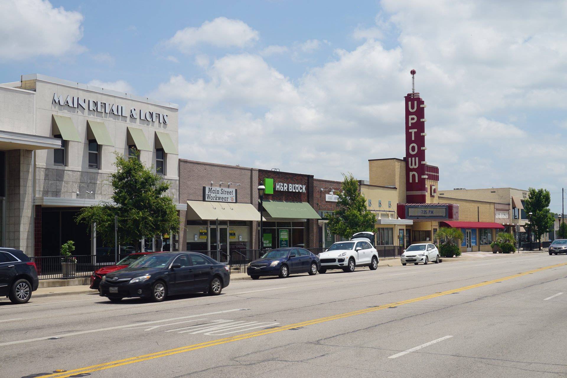 Historic Uptown Theater on East Main Street in downtown Grand Prairie, Texas