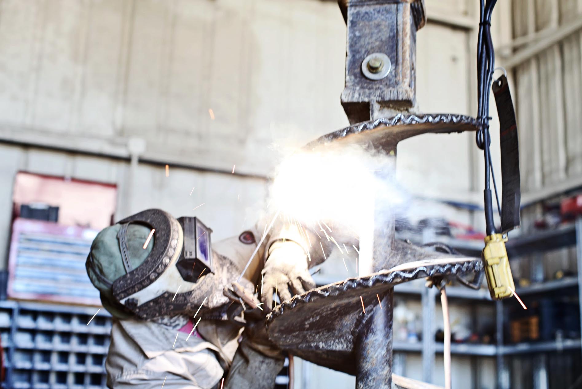 Helical-pier-contractor-welding-in-shop